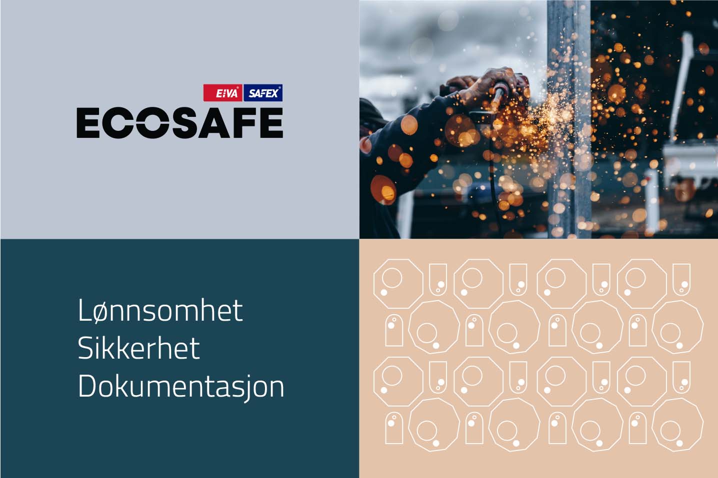 ECOSAFE logo, hvor vi har levert design og navneutvikling, samt andre identitetselementer.